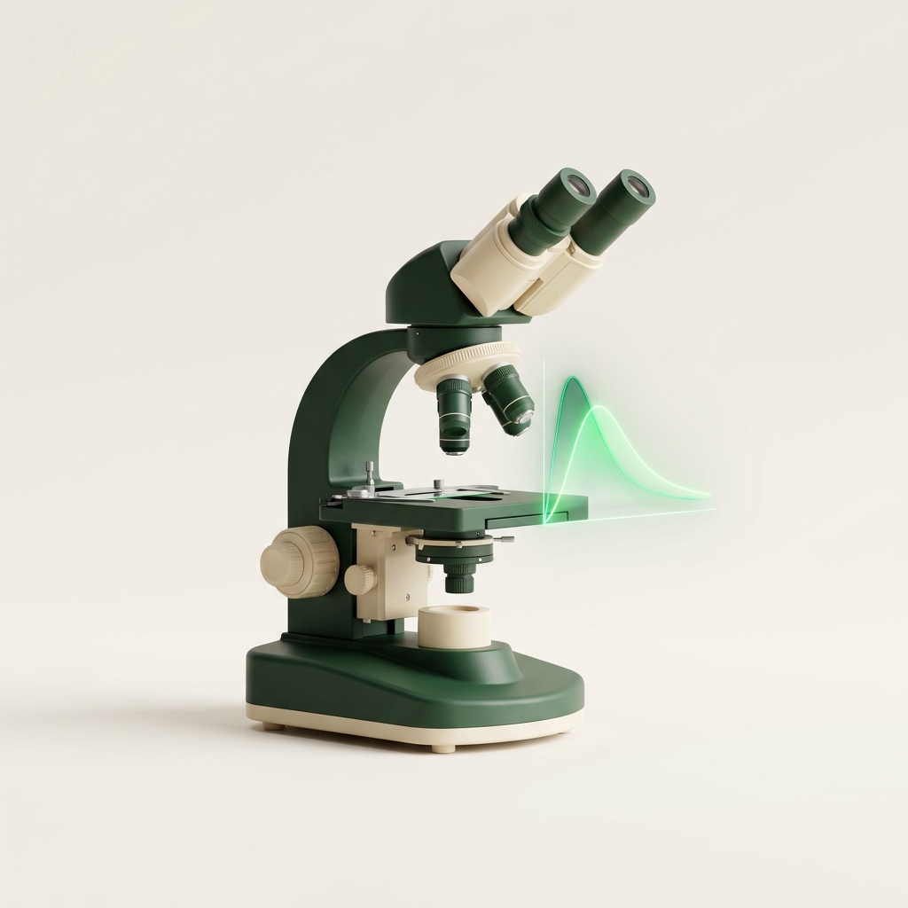 Laboratory microscope with pharmacokinetic data curve illustration for CROs